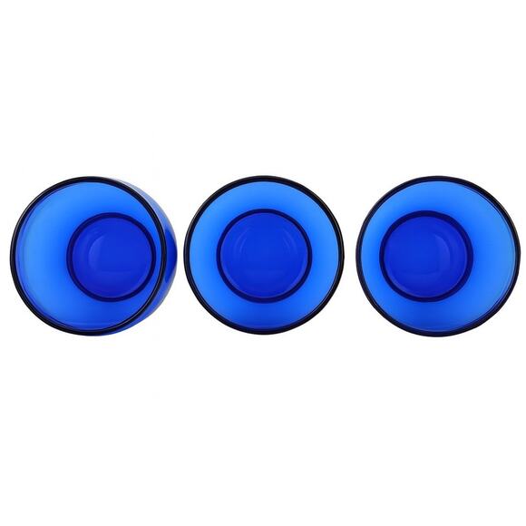 Vintage Hazel-Atlas Cobalt Blue Juice Whiskey Glasses 2.5” Set of 3 1930s-40s - Picture 4 of 4